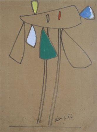 Gianni Dova (Roma, 1925 - Pisa, 1991) SENZA TITOLO, 1954 Tecnica mista su...