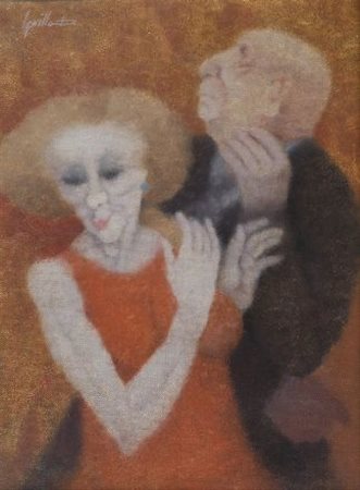 Remo Squillantini (Stia, 1920 - 1996) FIGURE Olio su tela, cm. 40x30 Firma in...