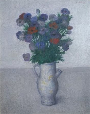 Antonio Bueno (Berlino, 1918 - Firenze, 1984) ANEMONI Olio su faesite, cm....