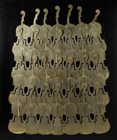 Fernandez Arman (Nizza, 1928 - New York, 2005) VIOLINI Bronzo dorato, cm....