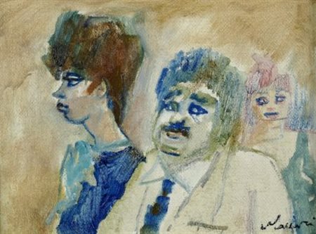 Mino Maccari (Siena, 1898 - Roma, 1989) LO ZIO Olio su tela, cm. 30x40 Firma...