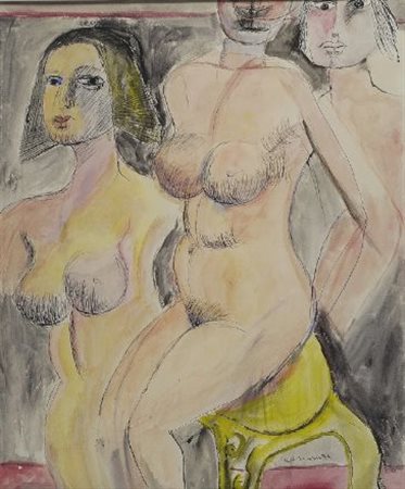 Bruno Cassinari (Piacenza, 1912 - Milano, 1992) FIGURE FEMMINILI, 1990...