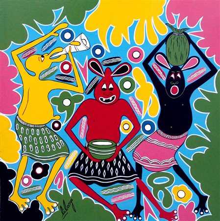 George Lilanga 1934, Kikwetu - 2005, Dar es Salaam - [Tanzania] Mwenzetu...