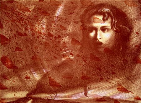 Omar Galliani 1954, Montecchio Emilia (Re) - [Italia] senza titolo litografia...