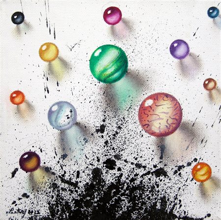 Alberto Lanteri 1955, Torino (To) - [Italia] Esplosione olio su tela 20x20 cm...