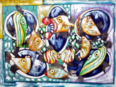 Paolo da San Lorenzo 1935, San Lorenzo in Campo (Pu) - [Italia] Acquario olio...