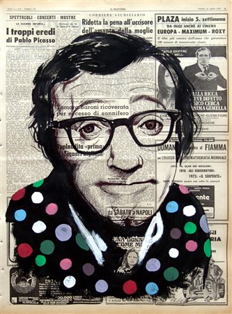 Carlo Capone 1975, Napoli (Na) - [Italia] Woody Allen a pois tecnica mista su...