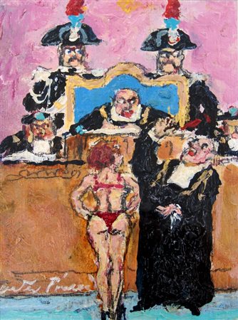 Walter Piacesi 1929, Ascoli Piceno (Ap) - [Italia] L'imputata olio su tavola...