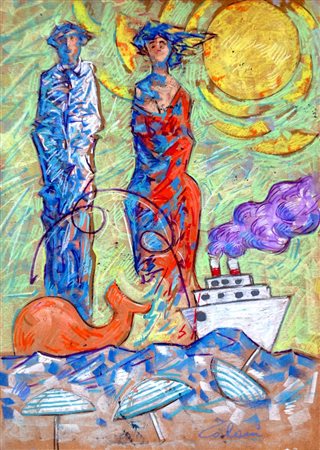 Giampaolo Talani 1955, San Vincenzo (Li) - [Italia] Due anime marine pastelli...