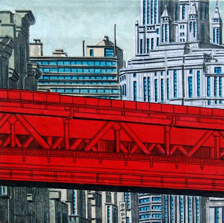 Tonino Caputo 1933, Lecce (Le) - [Italia] Crossing the town olio su tela...