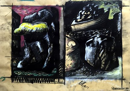 Peter Chevalier 1953, Karlsruhe - [Germania] senza titolo guache e tecnica...