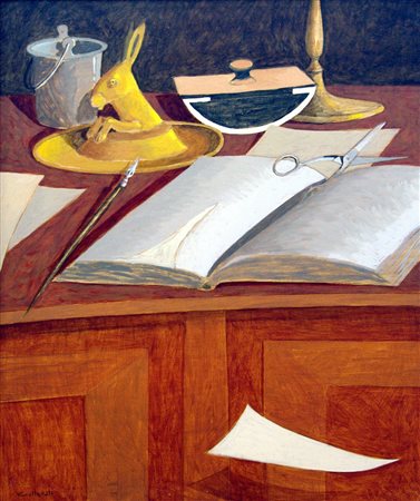 Alberto Gallerati 1945, Piacenza (Pc) - [Italia] Giocare col libro olio su...