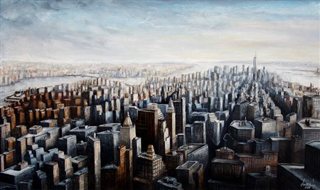 Armando Tordoni 1978, Foligno (Pg) - [Italia] Metropoli tecnica mista su tela...