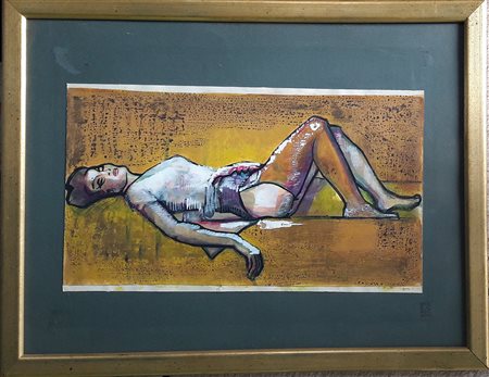 Vincenzo Bruna "Figura femminile" - Disegno acquarellato su carta - cm 20x35