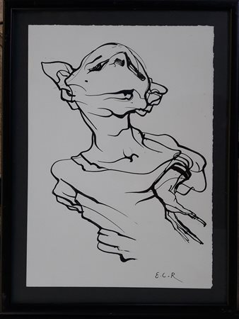 Enrico Colombotto Rosso "S.T." - China su carta - cm 33x23 - Firma...