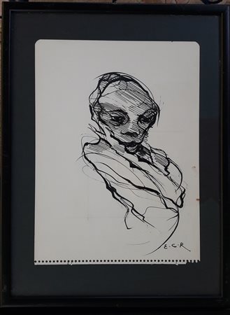 Enrico Colombotto Rosso "S.T." - China su carta - cm 33x23 - Firma...