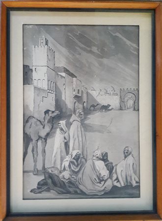 "Città nordafricana" - Tecnica mista su carta - cm 50x35 - Firma in basso a...