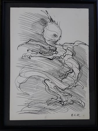 Enrico Colombotto Rosso "S.T." - China su carta - cm 33x23 - Firma...