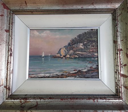 Mario Fumia "Baia dei Saraceni" - 1976 - Olio su tavola - cm 18x24 - Firma...