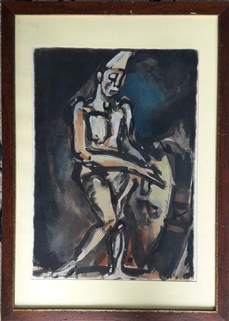 George Rouault "Clown Musicien"- Litografia a colori - cm 38,5x27x5 - Firma...