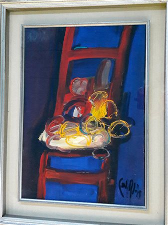 Mauro Corrias "Composizione" - 1973 - Olio su tela - cm 70x50 - Firma in...