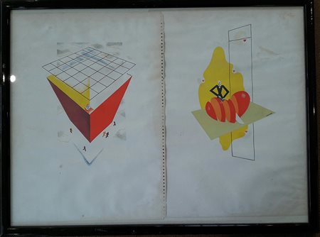 Lotto 2 opere: Bruno Munari, "S.T." , Litografia, cm 31x23; Bruno Munari,...