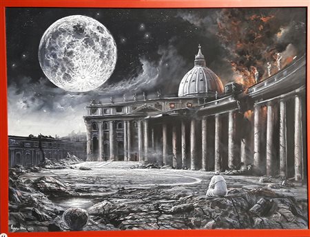 Mauro Pani "Apocalisse in vaticano " - Acrilici su tela - cm 60x80 - Firma...