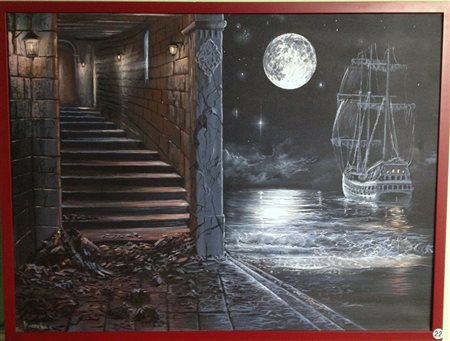 Mauro Pani "Al chiaro di luna" - Acrilici su tela - cm 60x80 - Firma...