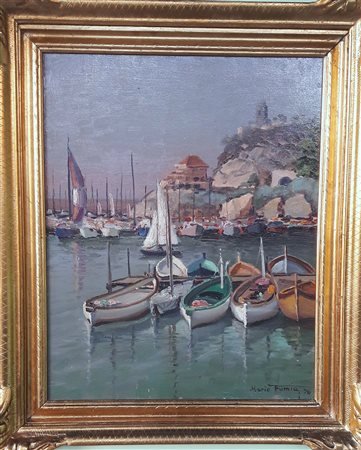 Mario Fumia "Porto di Finale Ligure" - 1976 - Olio su cartone rigido - cm...