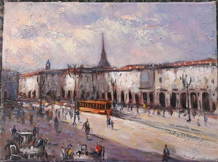 Gigli "Piazza Vittorio" - Tecnica mista su tela - cm 30x40