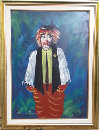 Romano Mussolini "Il re del circo" - Olio su masonite - cm 70x50 - Firma in...
