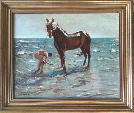 Osvaldo Verderosa "Libertà"- Olio su tela - cm 40x50 -Firma dell'artista in...