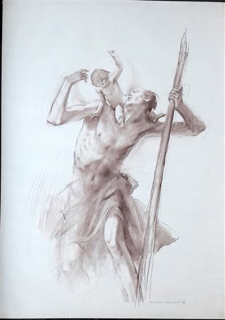 Mario Caffaro Rore "Personaggio biblico" - Tecnica mista su carta - cm 70x50...