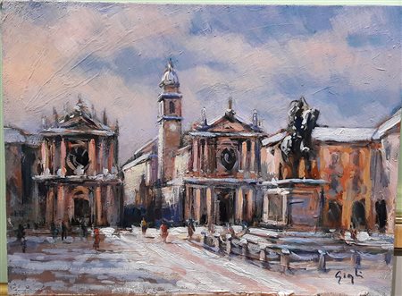 Gigli "Piazza San Carlo" - Tecnica mista su tela - cm 30x40 - Firma...
