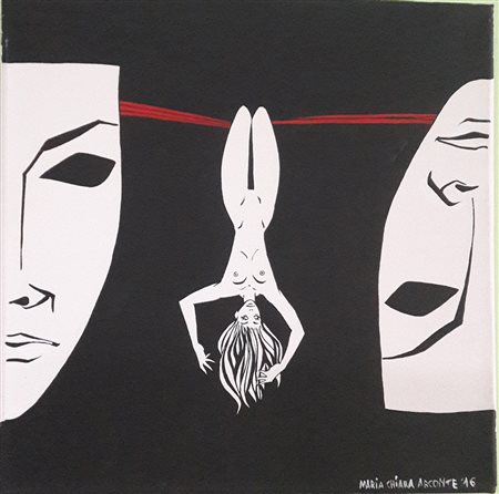 Maria Chiara Arconte "Appesa" - 2016- Acrilici su tela - cm 30x30 - Firma...