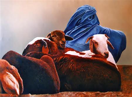 Antonio Sciacca "Pecorelle" - Olio su tela - cm 90x120 - Firma dell'artista...