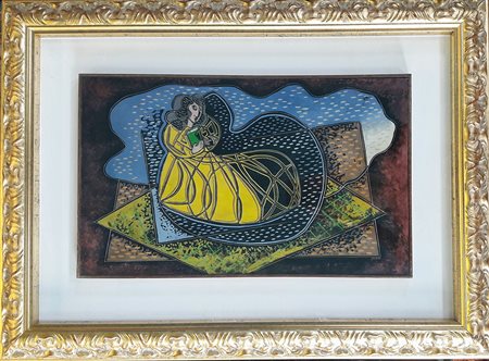 Pippo Oriani "Liseuse" - Encausto su cartone - cm 30x40 - Firma in basso a dx...