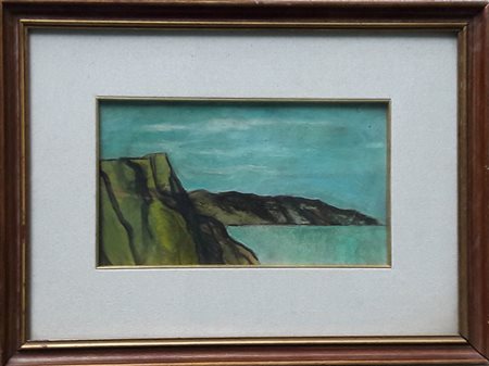 Emilio Contini "Dall'isola Palmaria" - 1959 - Olio su tavola - cm 17,5x30-...