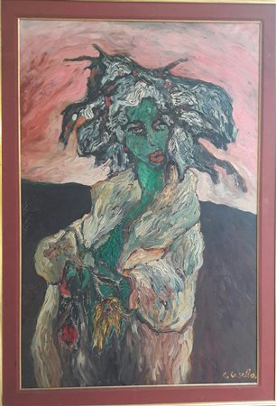 C. Casella "Figura femminile" - Olio su tela - cm 118x77 - Firma dell'artista...