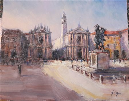 Gigli "Piazza San carlo" - Tecnica mista su tela - cm 40x50 - Firma...