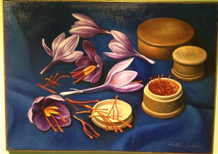Antonio Sciacca "Fiori di zafferano" Olio su tela cm 50x70 Autentica...