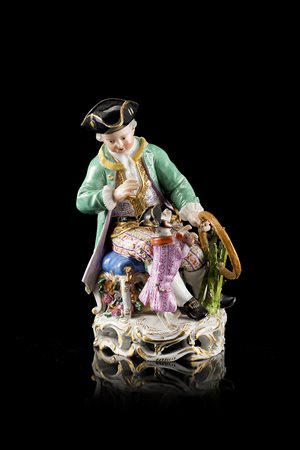 Manifattura di Meissen sec. XIX "Addestratore di cani" statuetta in...
