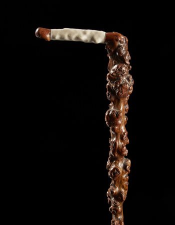 Bastone con canna in ginepro e impugnatura in avorio. Francia, sec. XIX A...