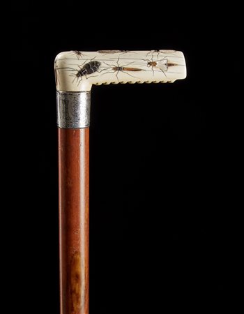 Bastone con presa Shibayama in avorio scanalato. Giappone, fine sec. XIX....