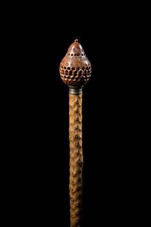 Bastone con canna in legno esotico con presa con porta essenze ricavata da un...