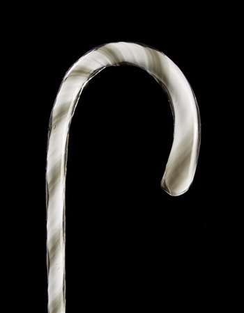 Bastone in vetro con canna decorata a striature A glass walking stick