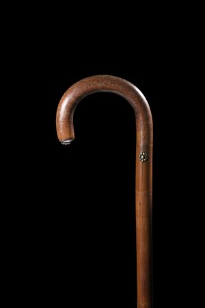 Bastone con canna in bamboo con flauto decorata con ghiera e fiori in...