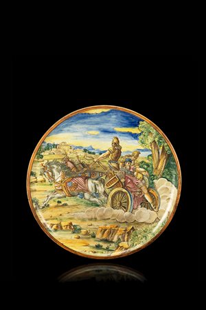 Manifattura Centro-Italia fine sec. XIX "Morte di Tosia" piatto in ceramica...