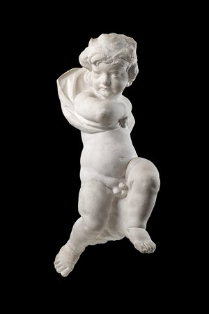 'Putto' scultura in marmo scolpito. Italia settentrionale, sec. XVII (cm...