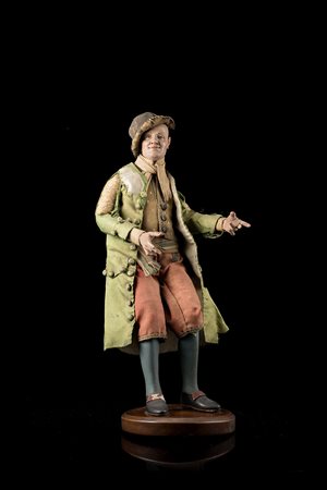 Arte napoletana del sec. XIX "Figura maschile" scultura da presepe in legno...
